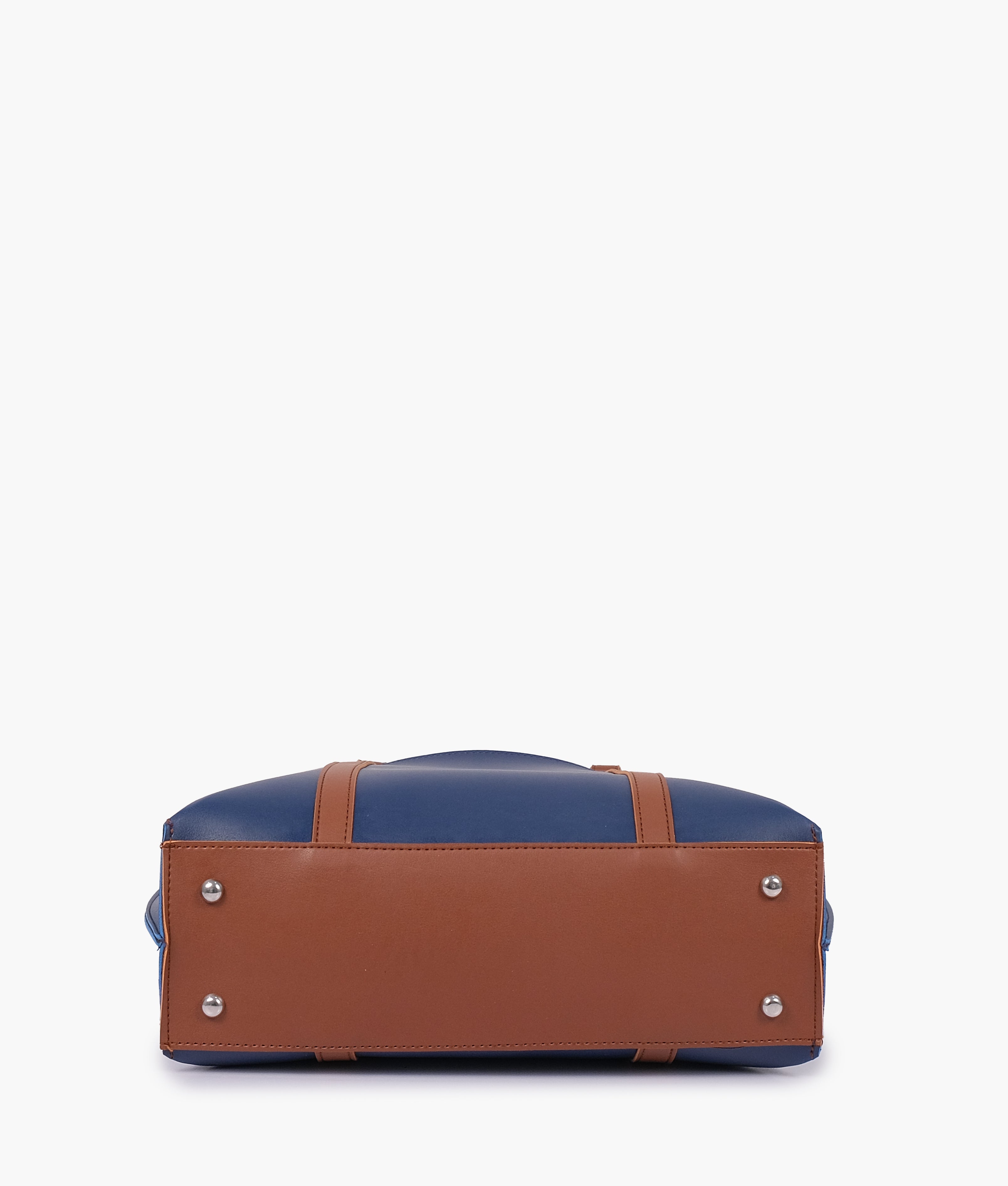 RTW Creation - Blue and brown double-handle tote bag