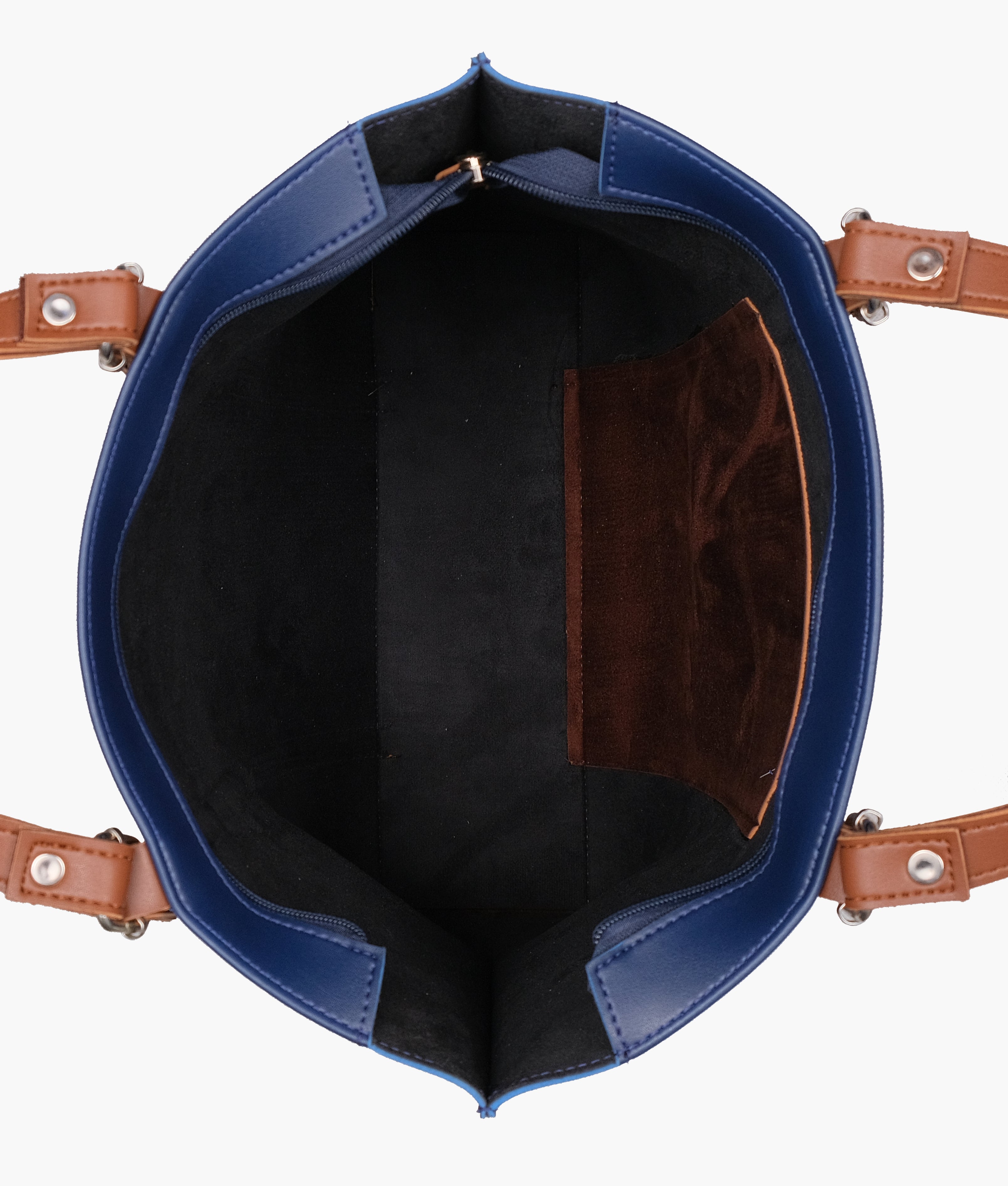 RTW Creation - Blue and brown double-handle tote bag