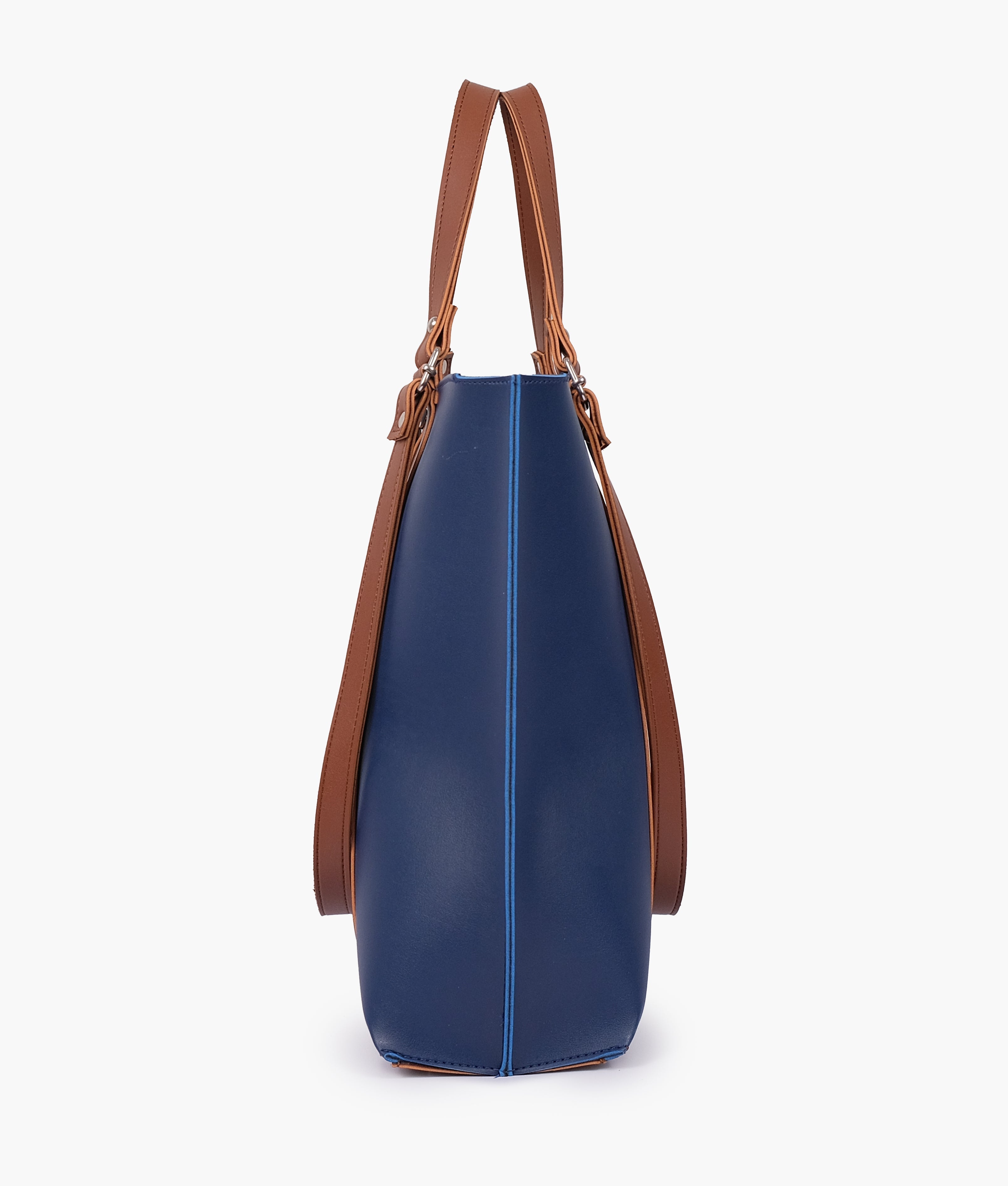RTW Creation - Blue and brown double-handle tote bag