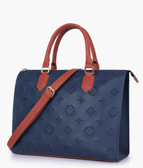 RTW Creation - Blue and rust on-the-go handbag