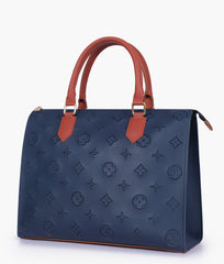 RTW Creation - Blue and rust on-the-go handbag