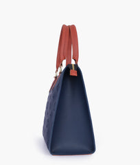 RTW Creation - Blue and rust on-the-go handbag