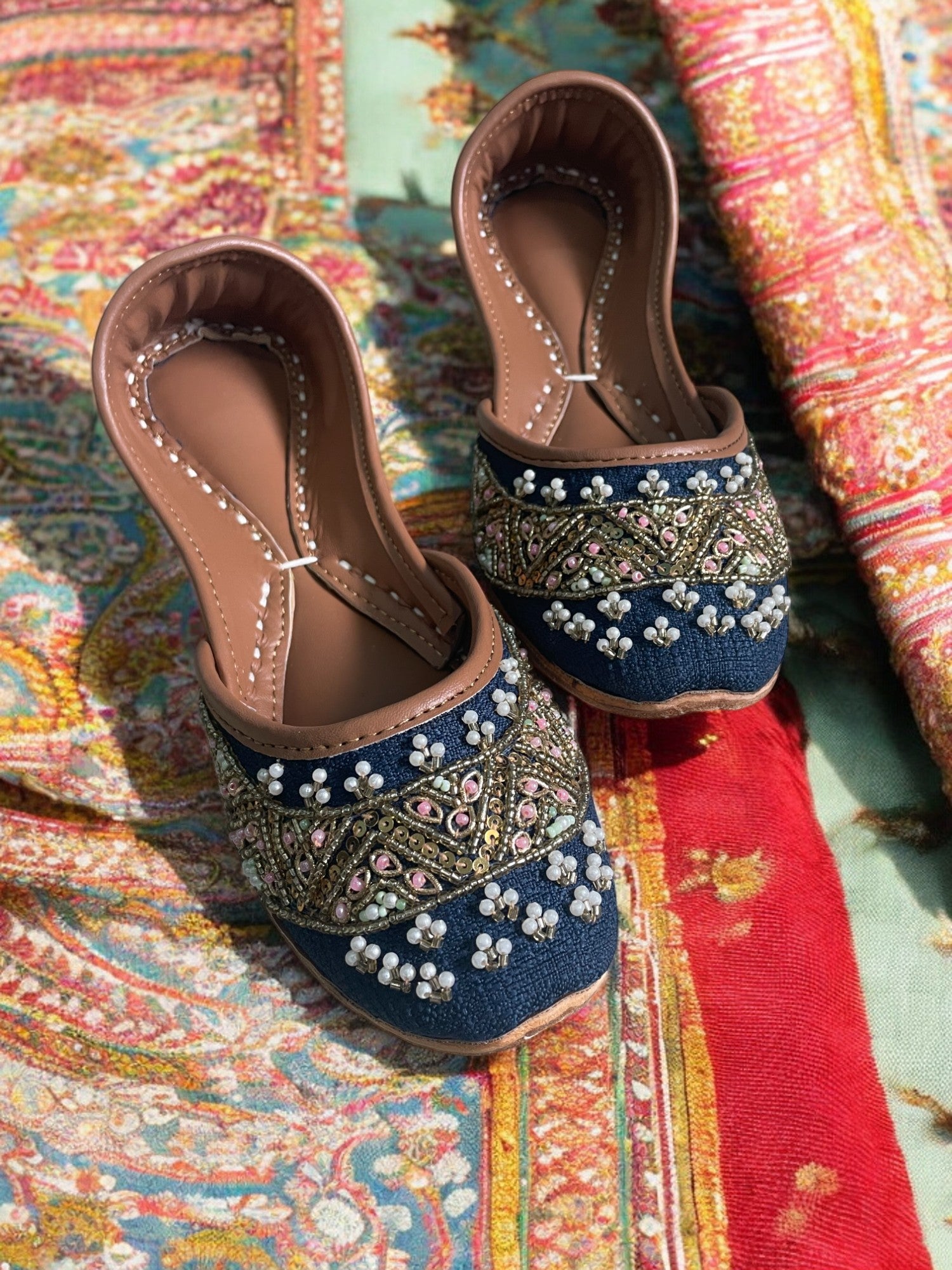 blue handmade shoes