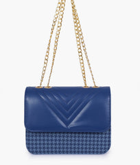 RTW Creation - Blue houndstooth chain cross-body bag