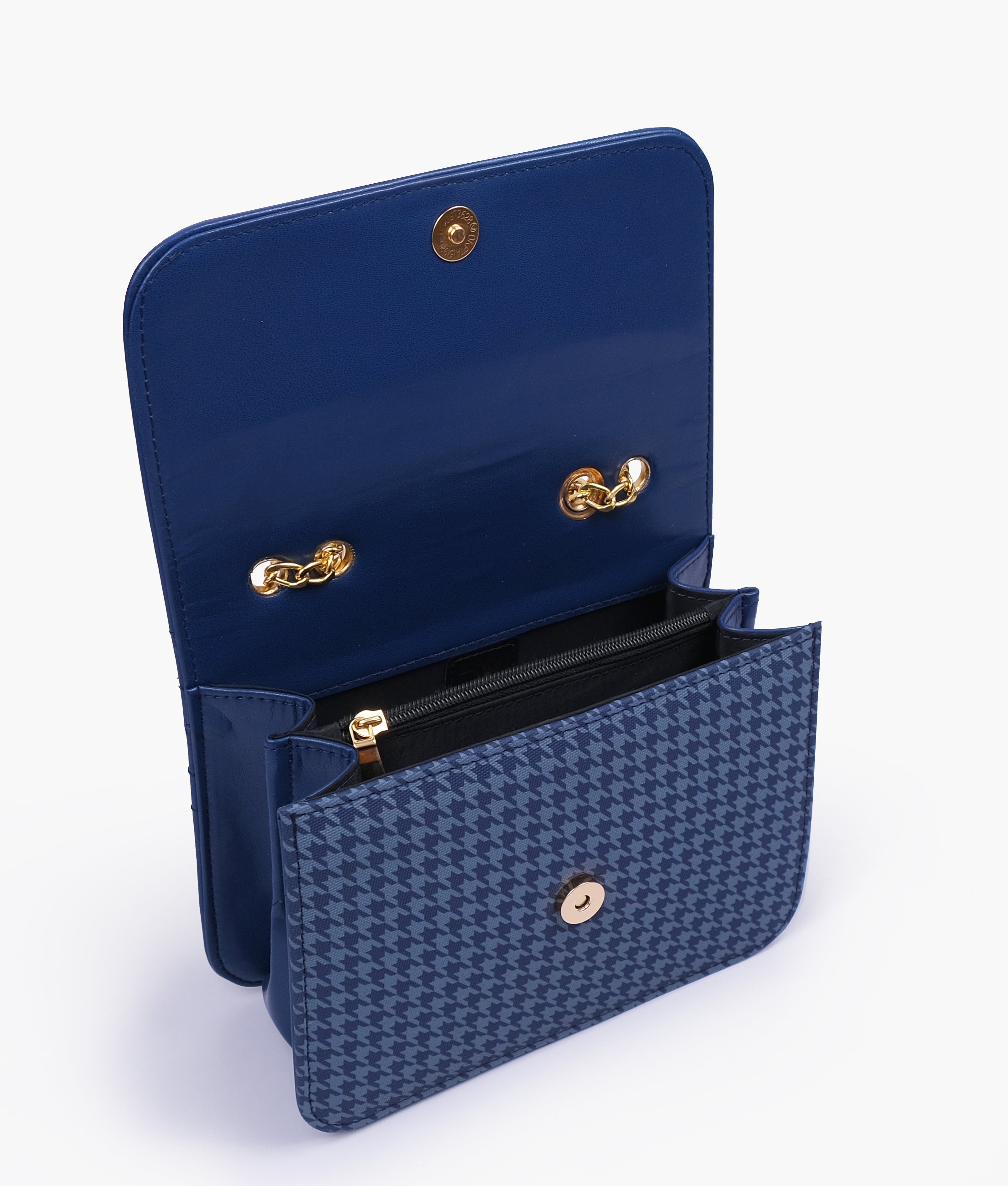 RTW Creation - Blue houndstooth chain cross-body bag
