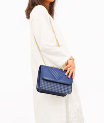 RTW Creation - Blue houndstooth chain cross-body bag