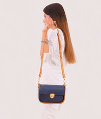 RTW Creation - Blue saddle bag with twist lock