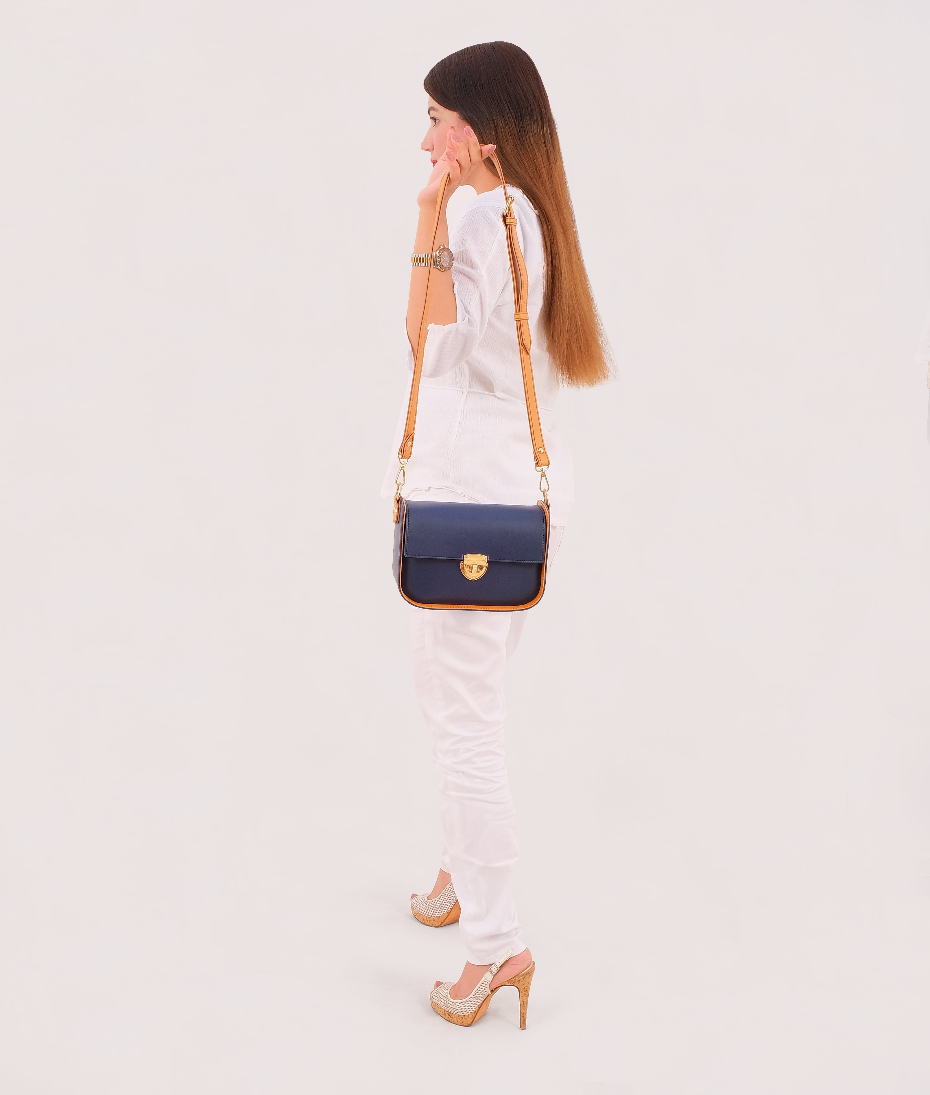RTW Creation - Blue saddle bag with twist lock