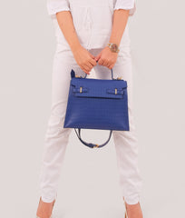 RTW Creation - Blue top-handle crocodile mini bag