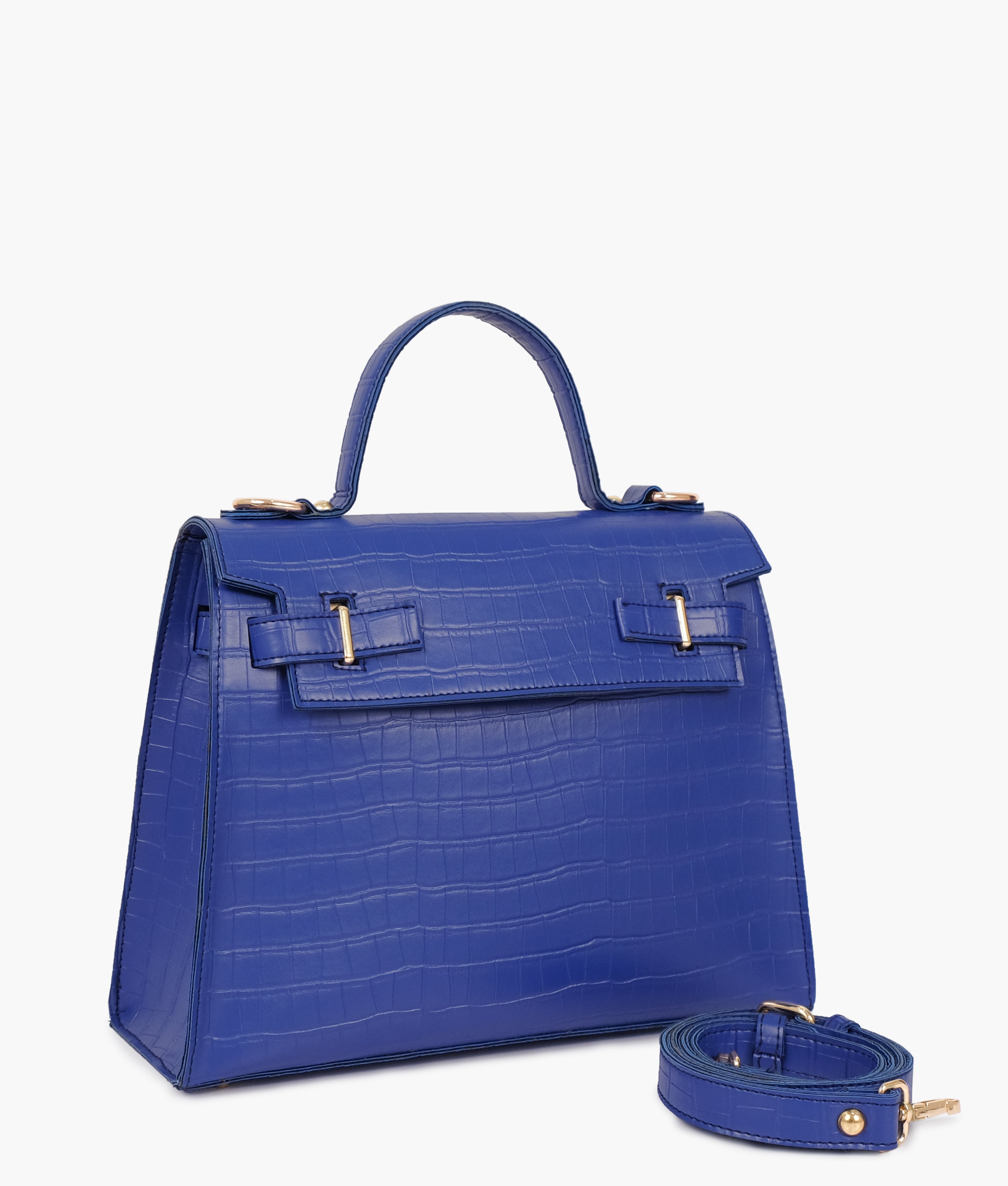 RTW Creation - Blue top-handle crocodile mini bag
