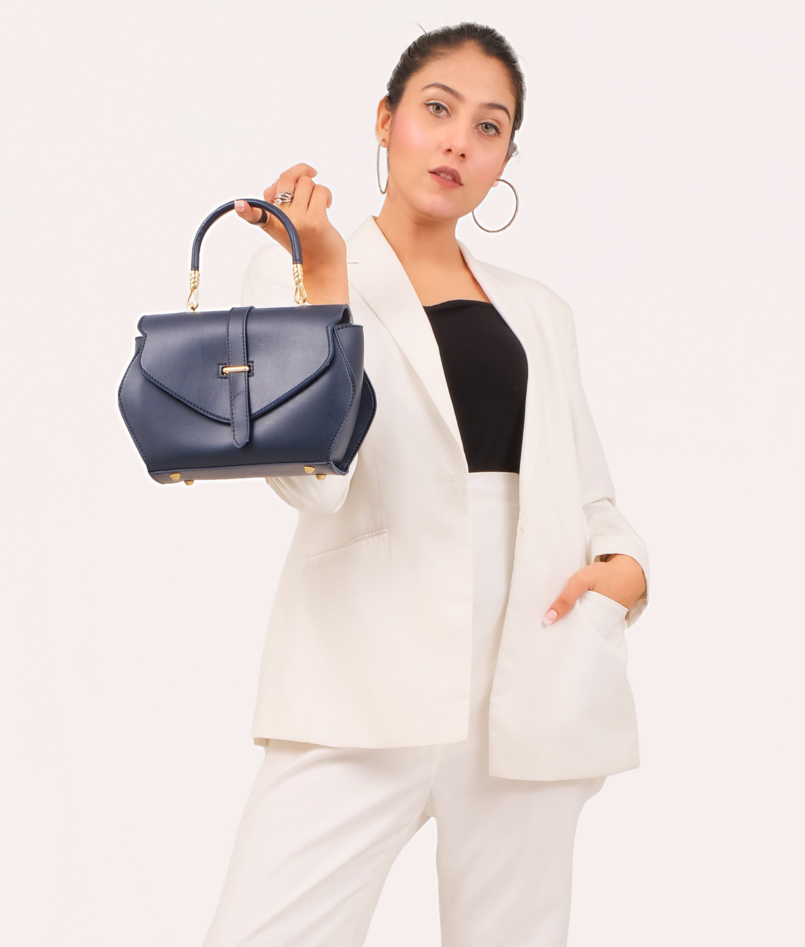 RTW Creation - Blue top-handle hexagon bag
