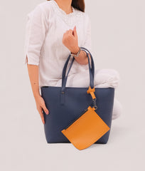 RTW Creation - Blue tote bag with detachable pouch
