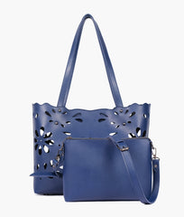 RTW Creation - Blue two-piece floral tote