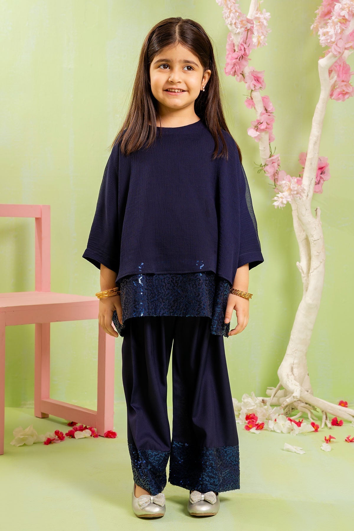 Shop Chiffon Sequence Embroidered 2 Pc Suit in Blueâ??stylish, elegant, and comfortable dress for girls.