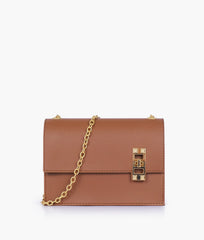 RTW Creation - Brown chain shoulder bag with twist lock