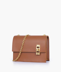 RTW Creation - Brown chain shoulder bag with twist lock