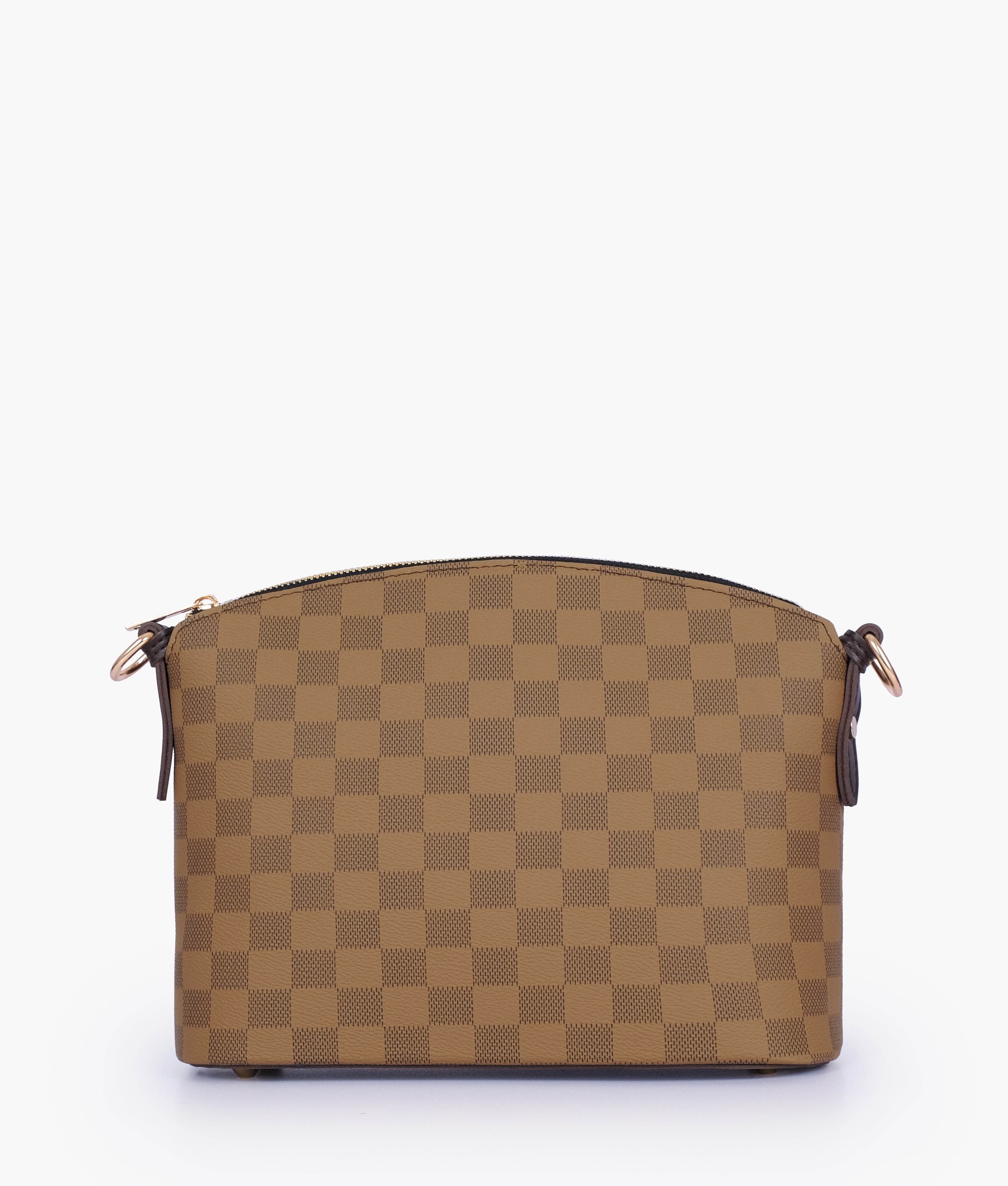 RTW Creation - Brown checkered dome cross-body bag