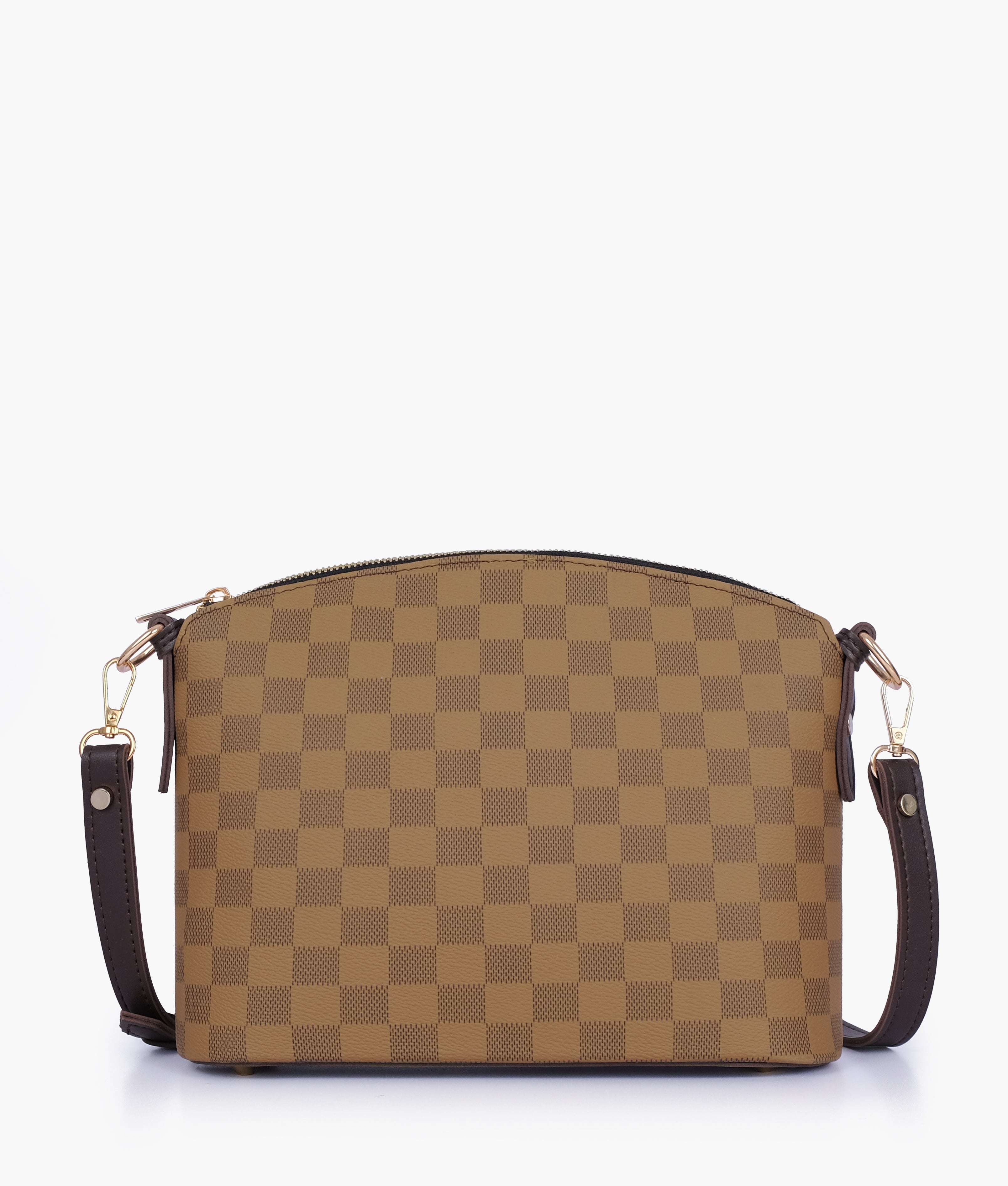 RTW Creation - Brown checkered dome cross-body bag