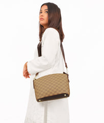RTW Creation - Brown checkered dome cross-body bag