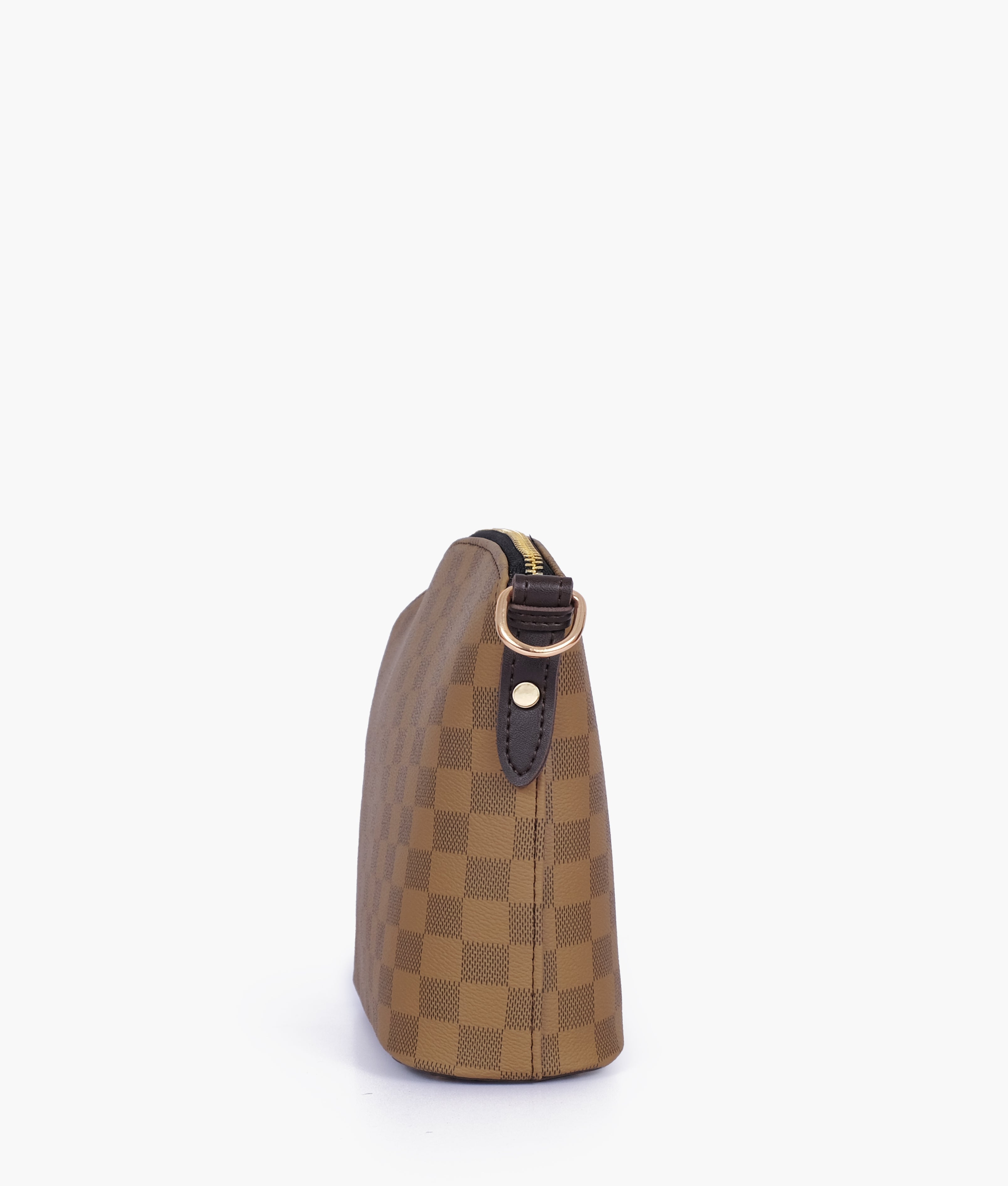RTW Creation - Brown checkered dome cross-body bag