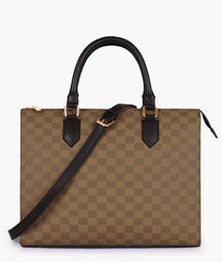 RTW Creation - Brown checkered on-the-go handbag