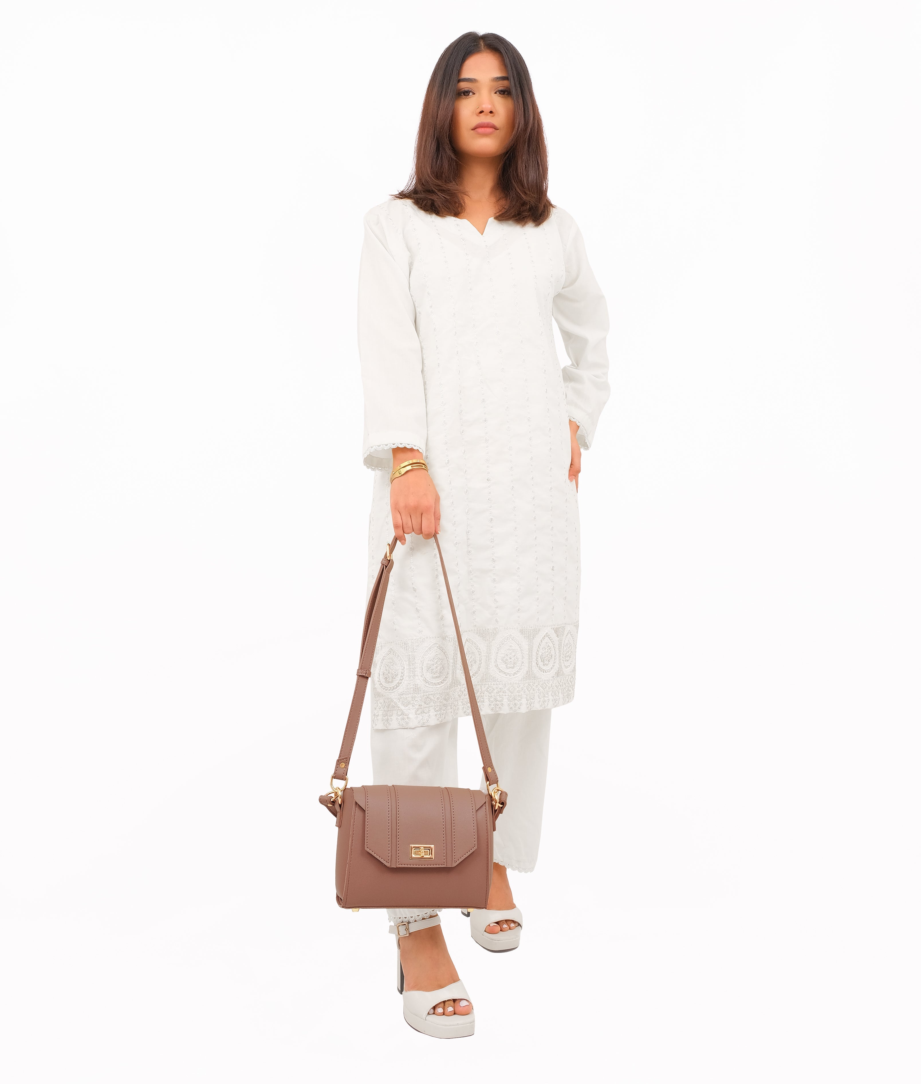RTW Creation - Brown compact top-handle cross-body bag