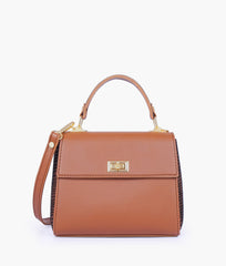 RTW Creation - Brown criss-cross top-handle bag