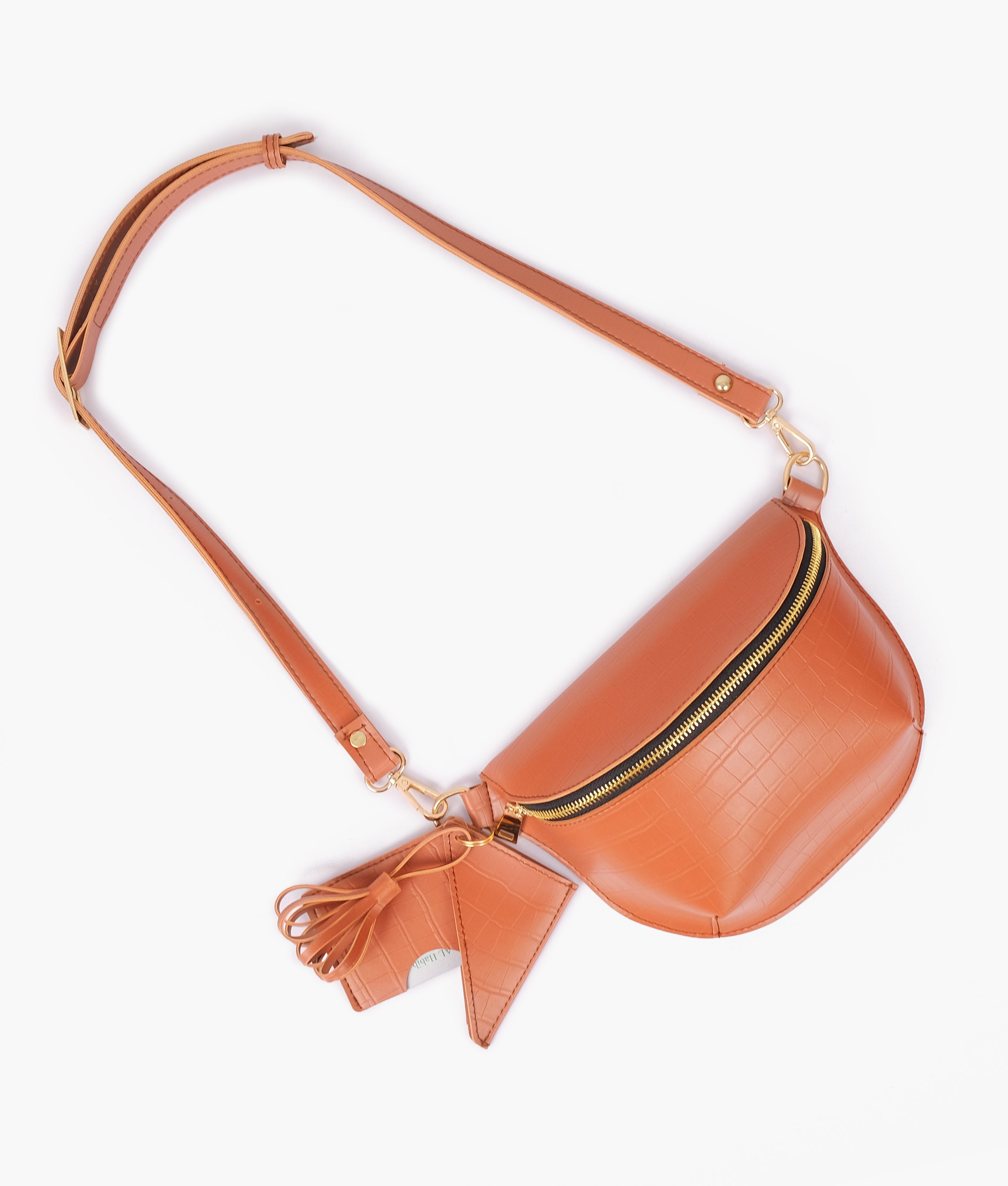 RTW Creation - Brown crocodile belt bag