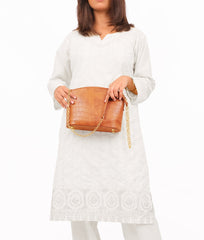 RTW Creation - Brown crocodile with chain strap cross-body bag