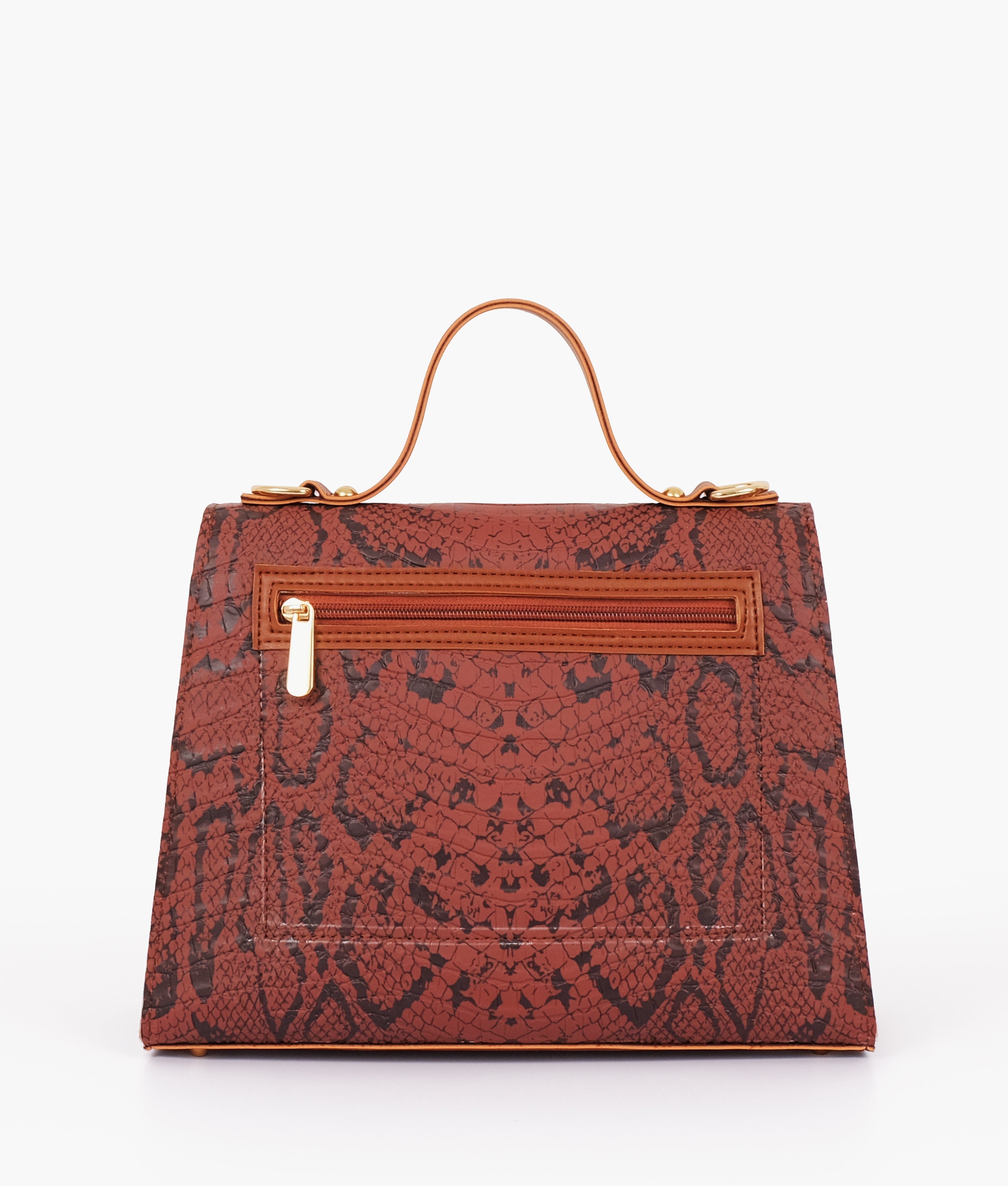 RTW Creation - Brown crocodile cross-body bag with top-handle