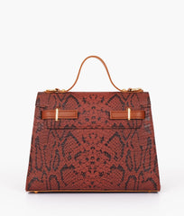 RTW Creation - Brown crocodile cross-body bag with top-handle