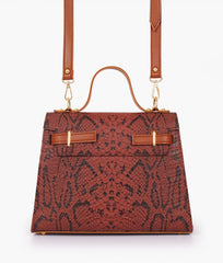 RTW Creation - Brown crocodile cross-body bag with top-handle