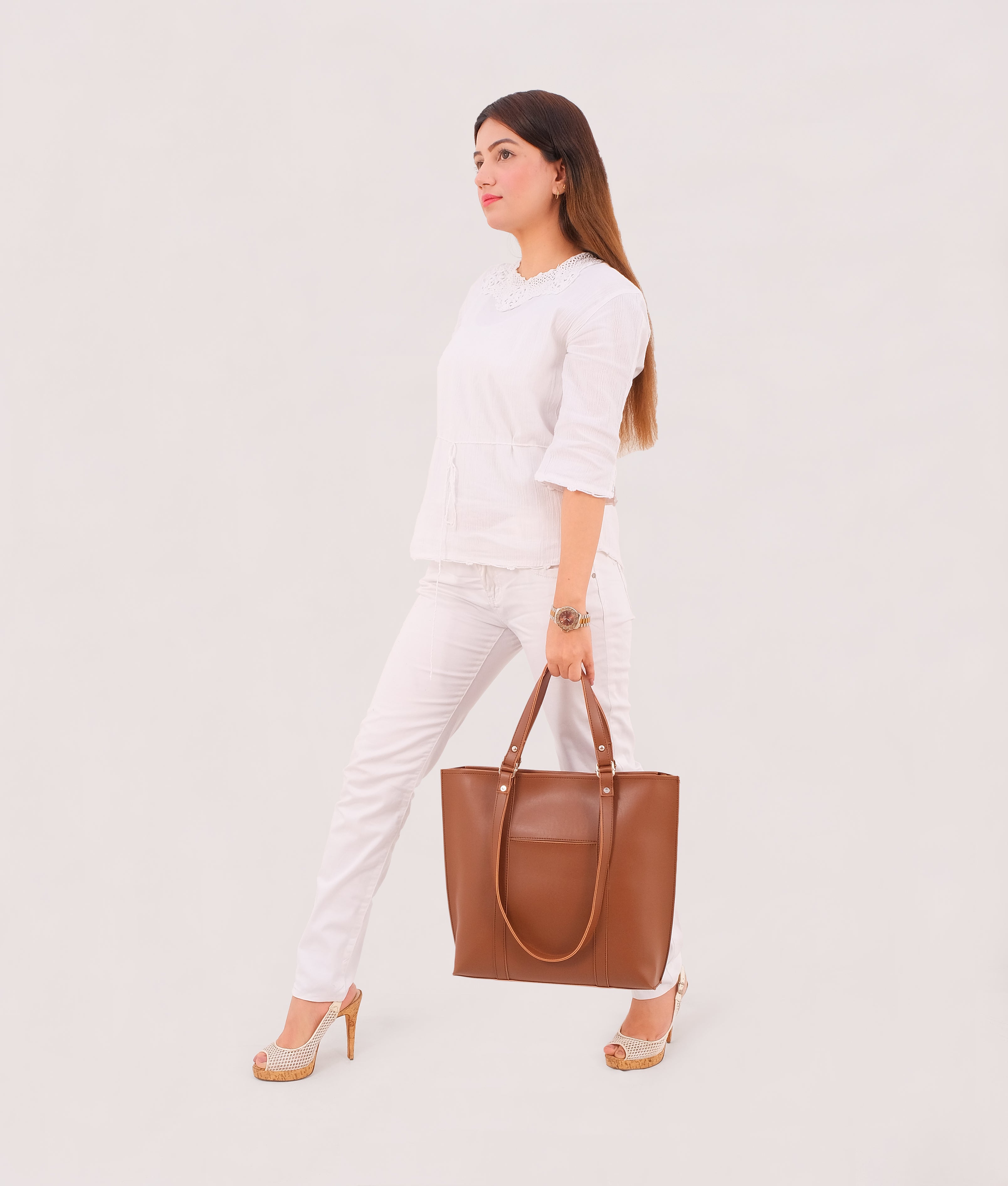 RTW Creation - Brown double-handle tote bag