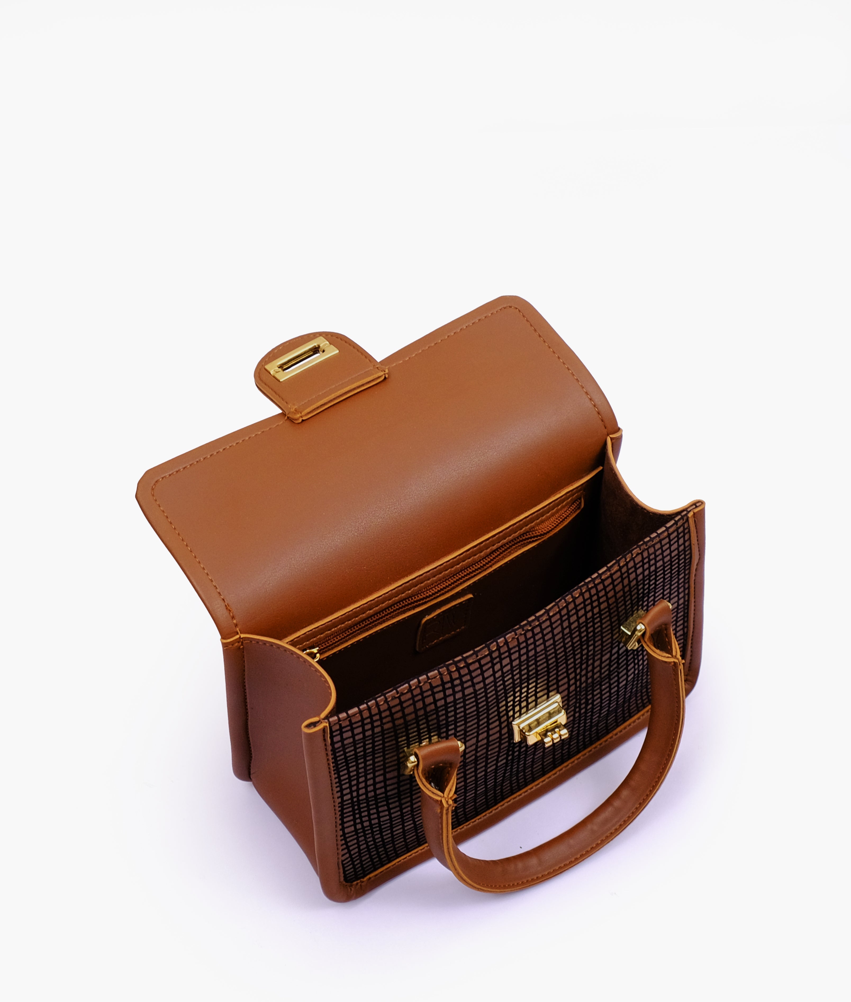 RTW Creation - Brown patterned cross-body with flap