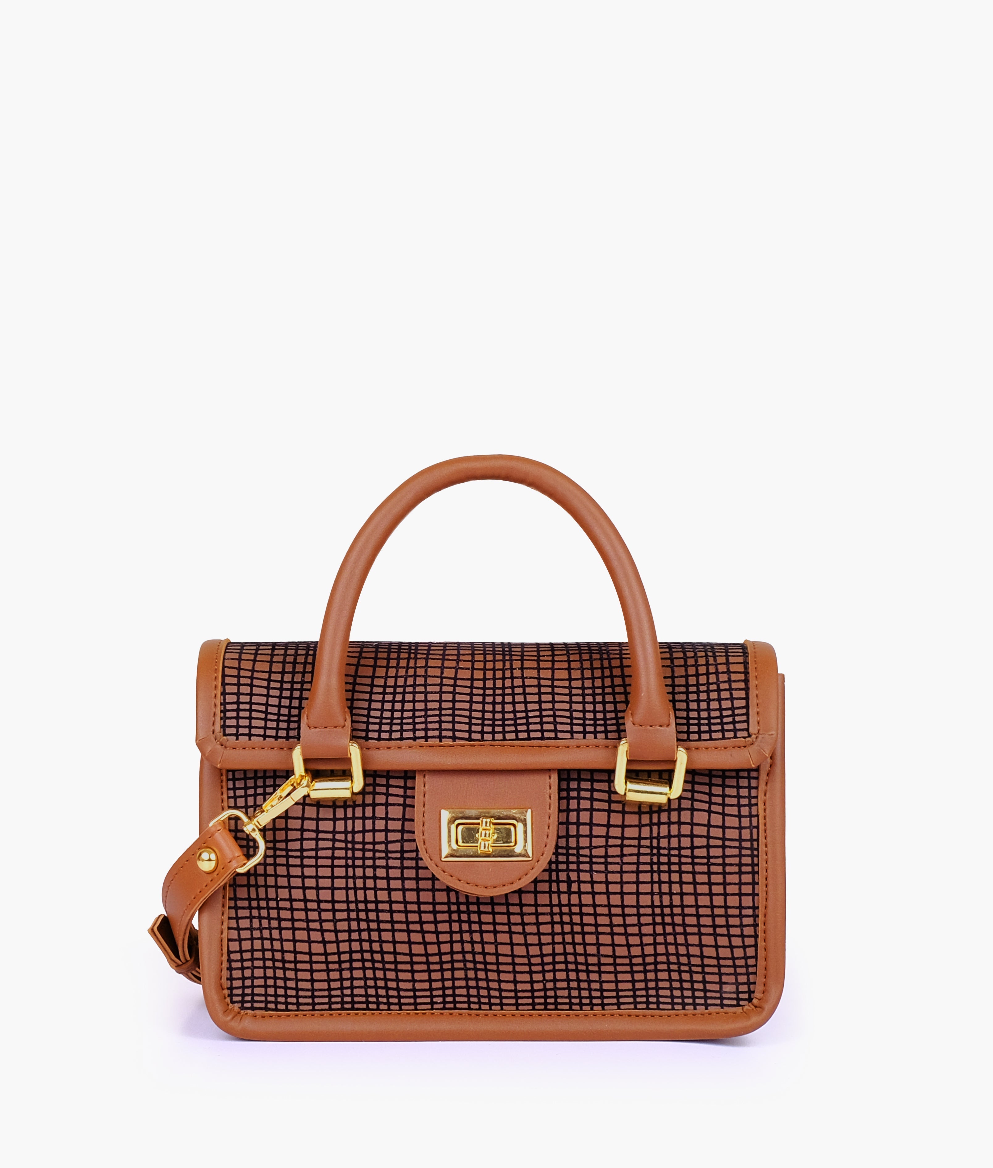 RTW Creation - Brown patterned cross-body with flap