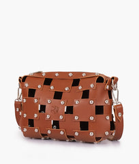 RTW Creation - Brown rivet cross-body bag