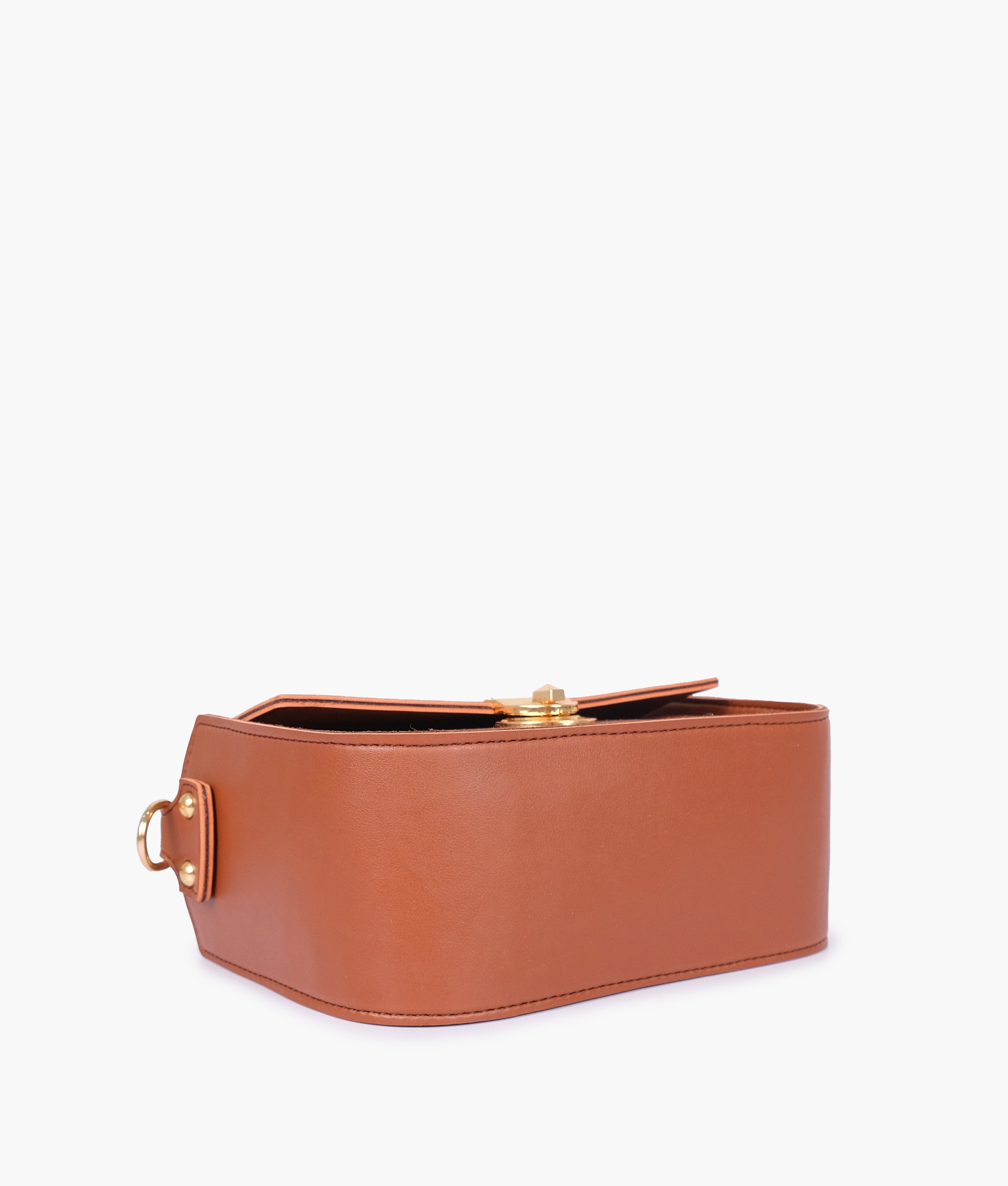 RTW Creation - Brown saddle bag with twist lock