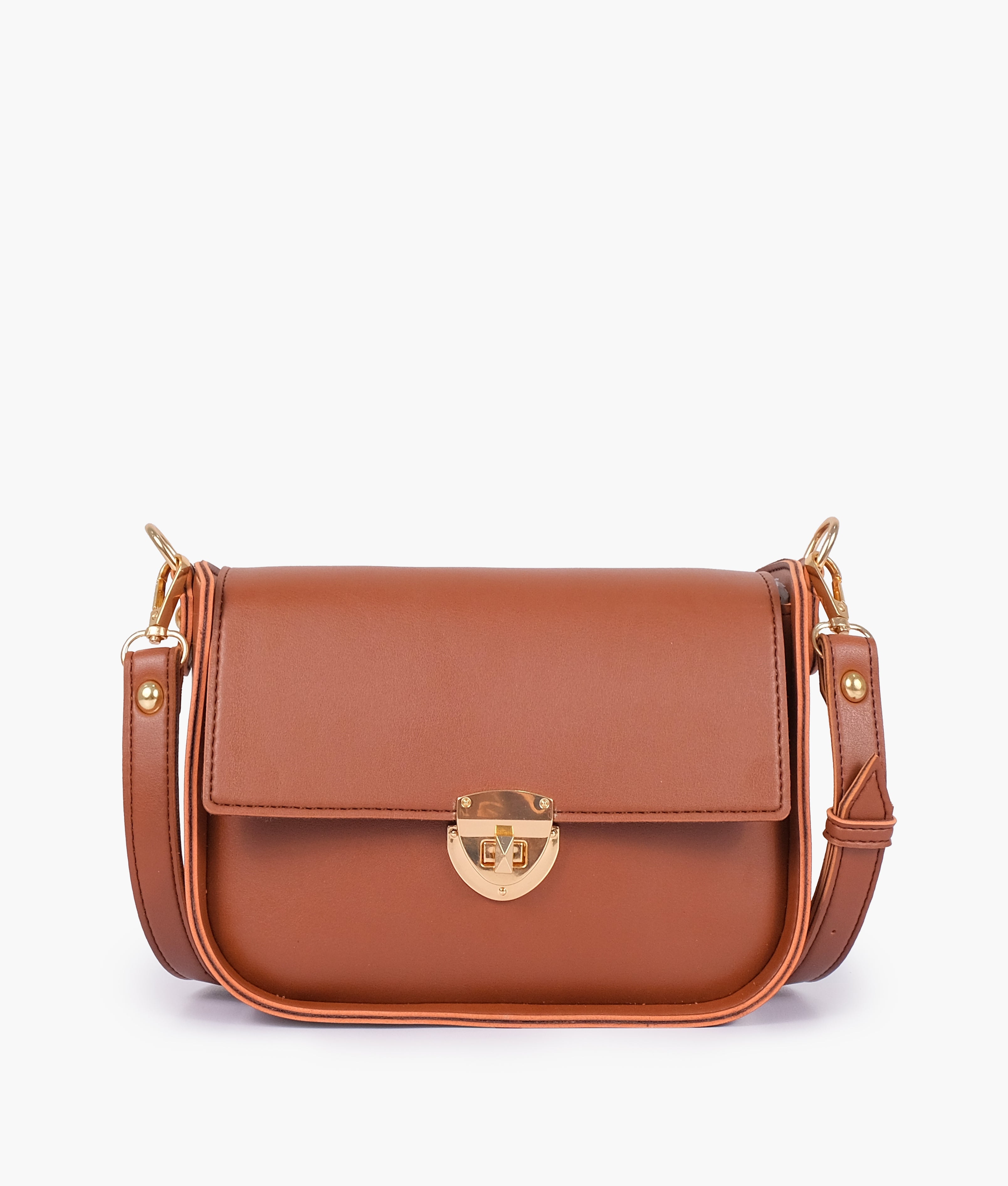 RTW Creation - Brown saddle bag with twist lock