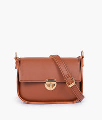 RTW Creation - Brown saddle bag with twist lock