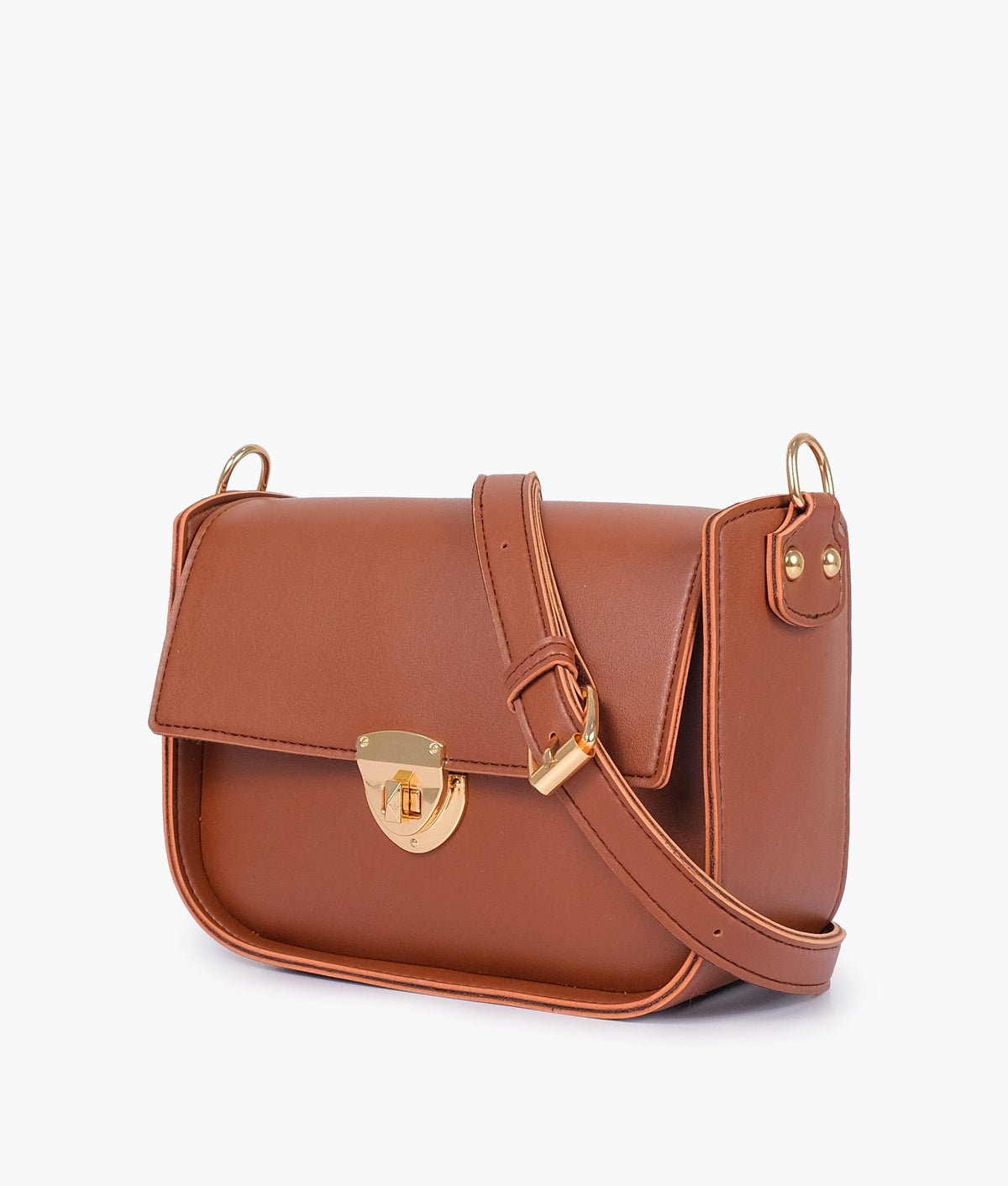 RTW Creation - Brown saddle bag with twist lock