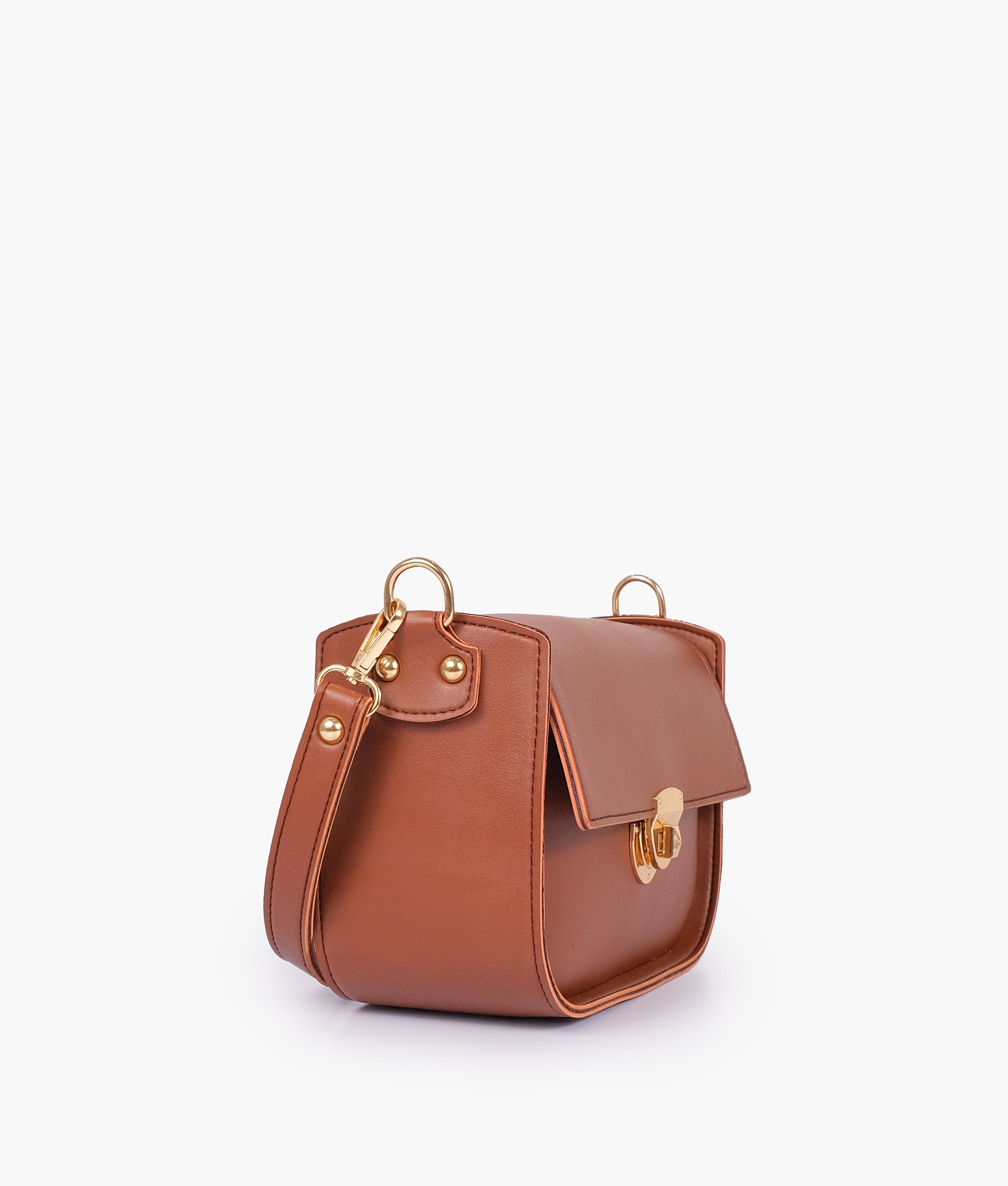 RTW Creation - Brown saddle bag with twist lock