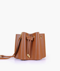 RTW Creation - Brown star drawstring bucket bag