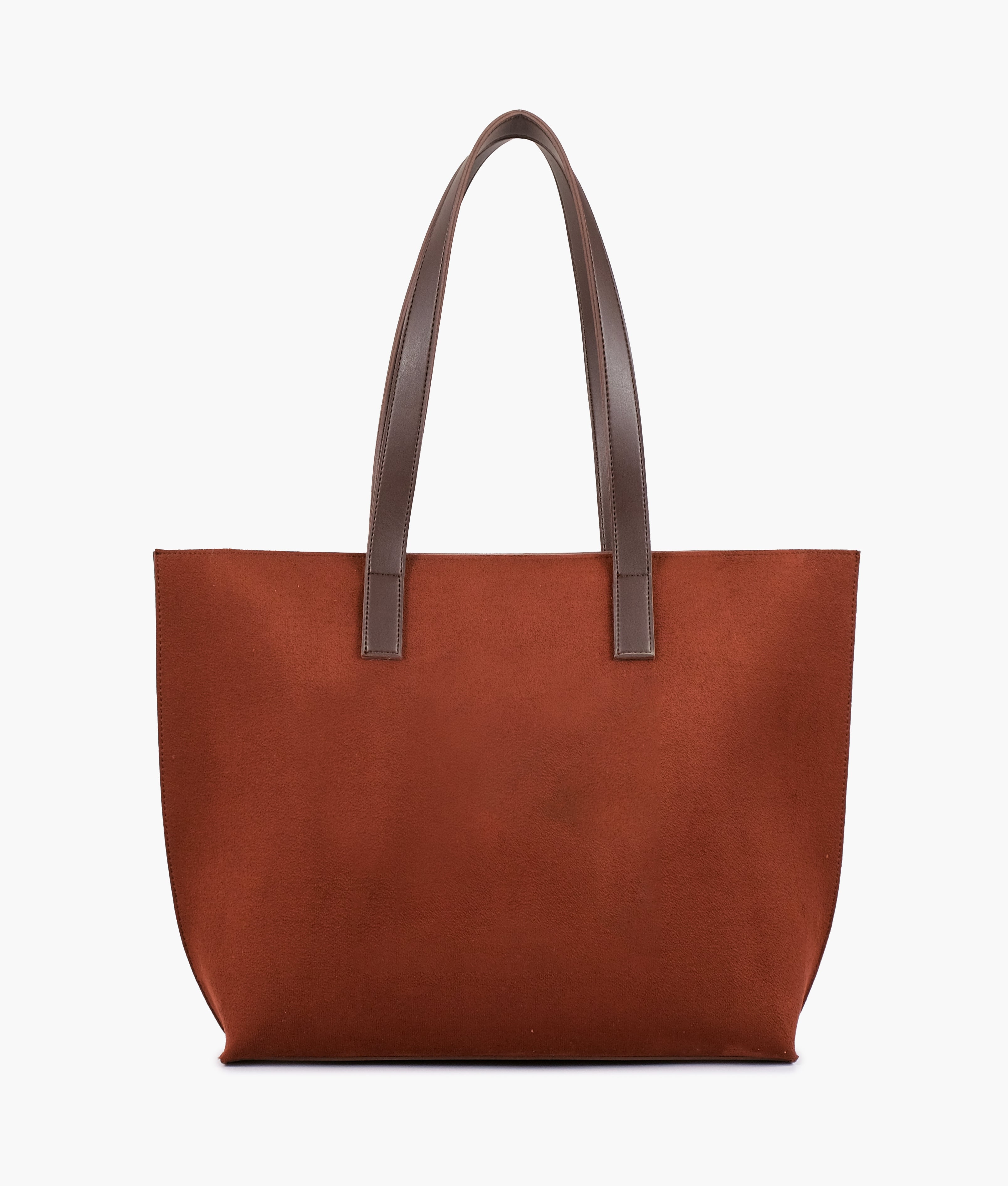RTW Creation - Dark brown suede long handle tote bag