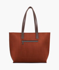 RTW Creation - Dark brown suede long handle tote bag