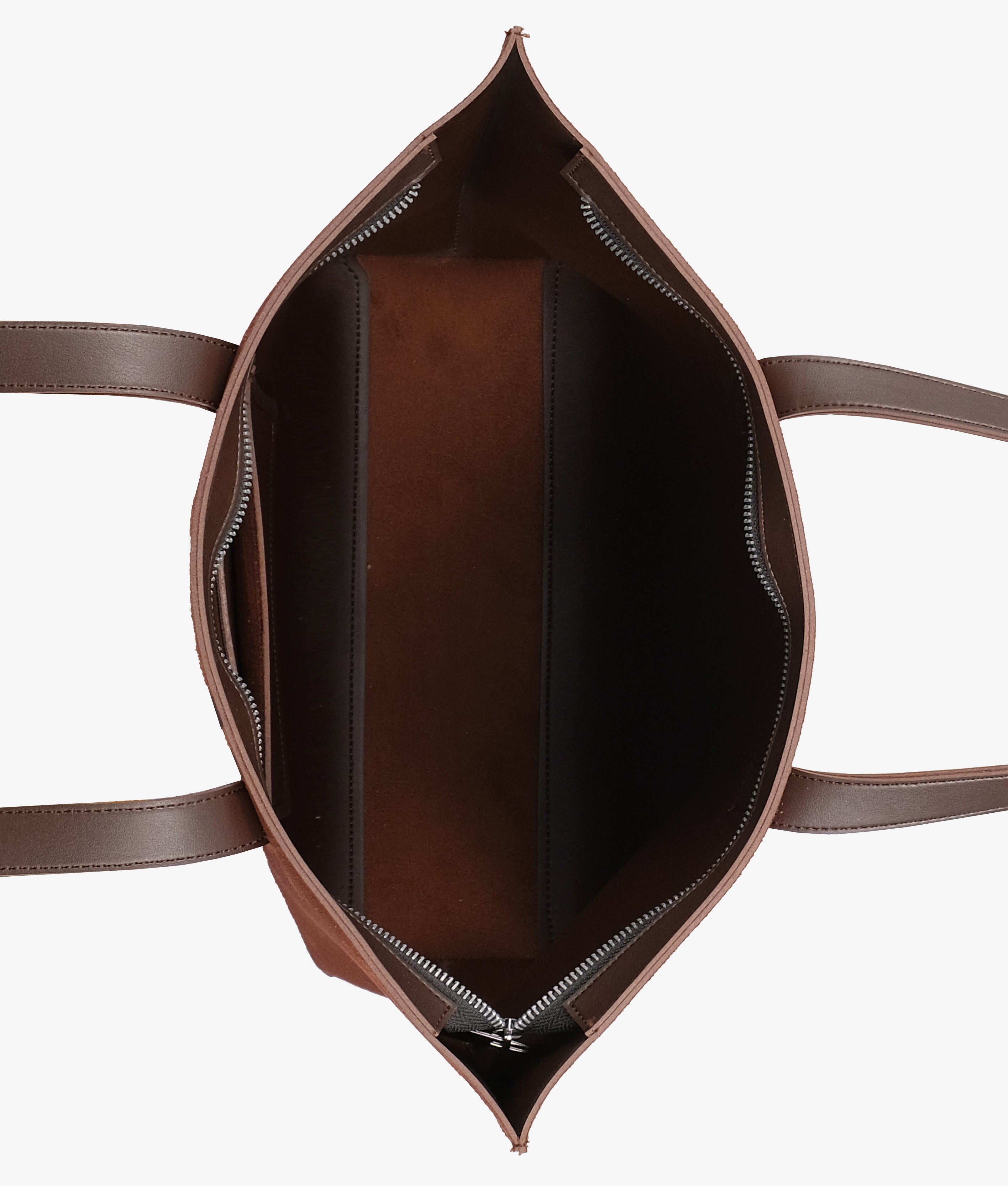 RTW Creation - Dark brown suede long handle tote bag