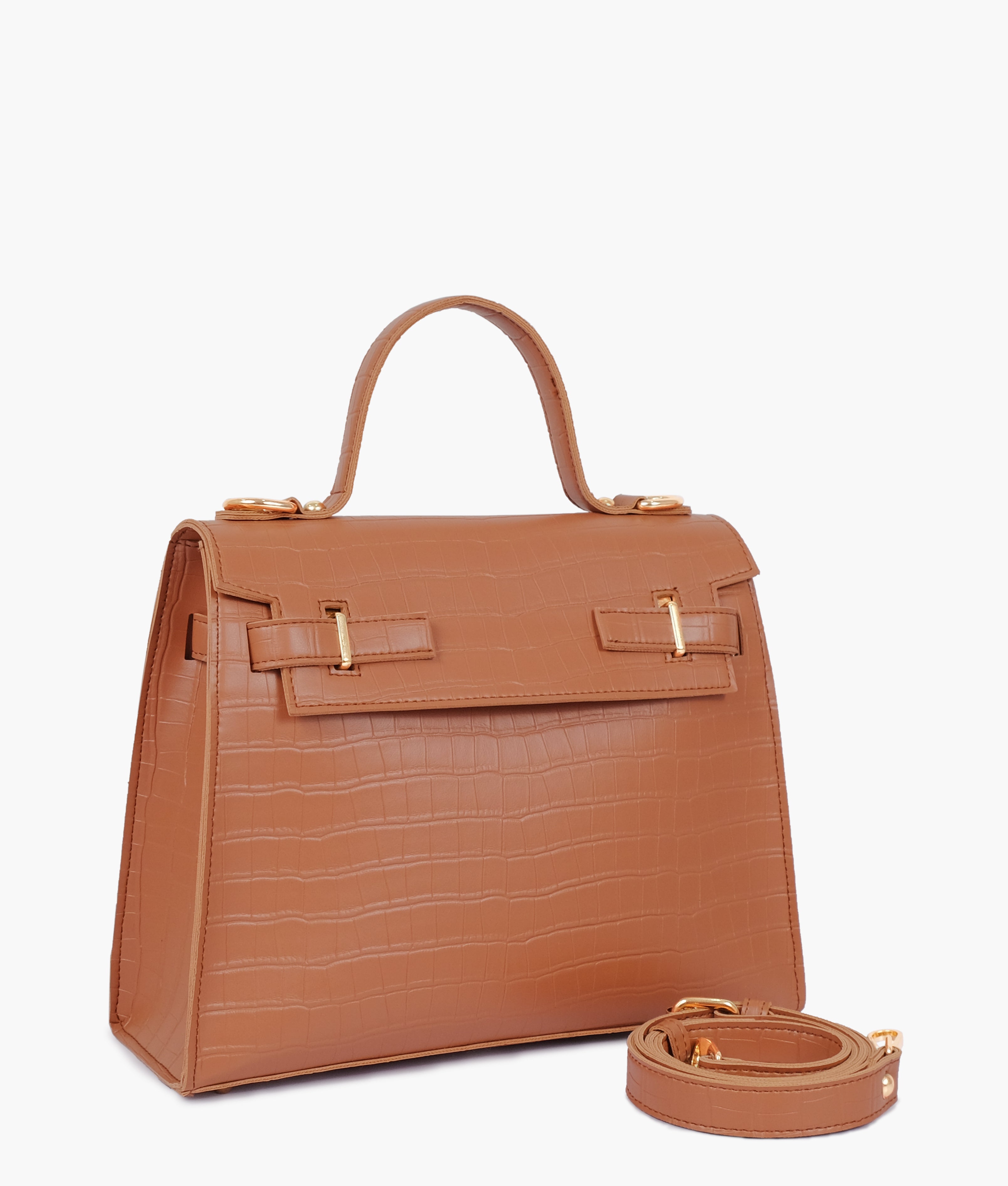 RTW Creation - Brown top-handle crocodile mini bag