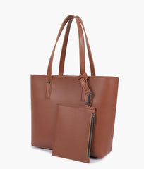 RTW Creation - Brown tote bag with detachable pouch