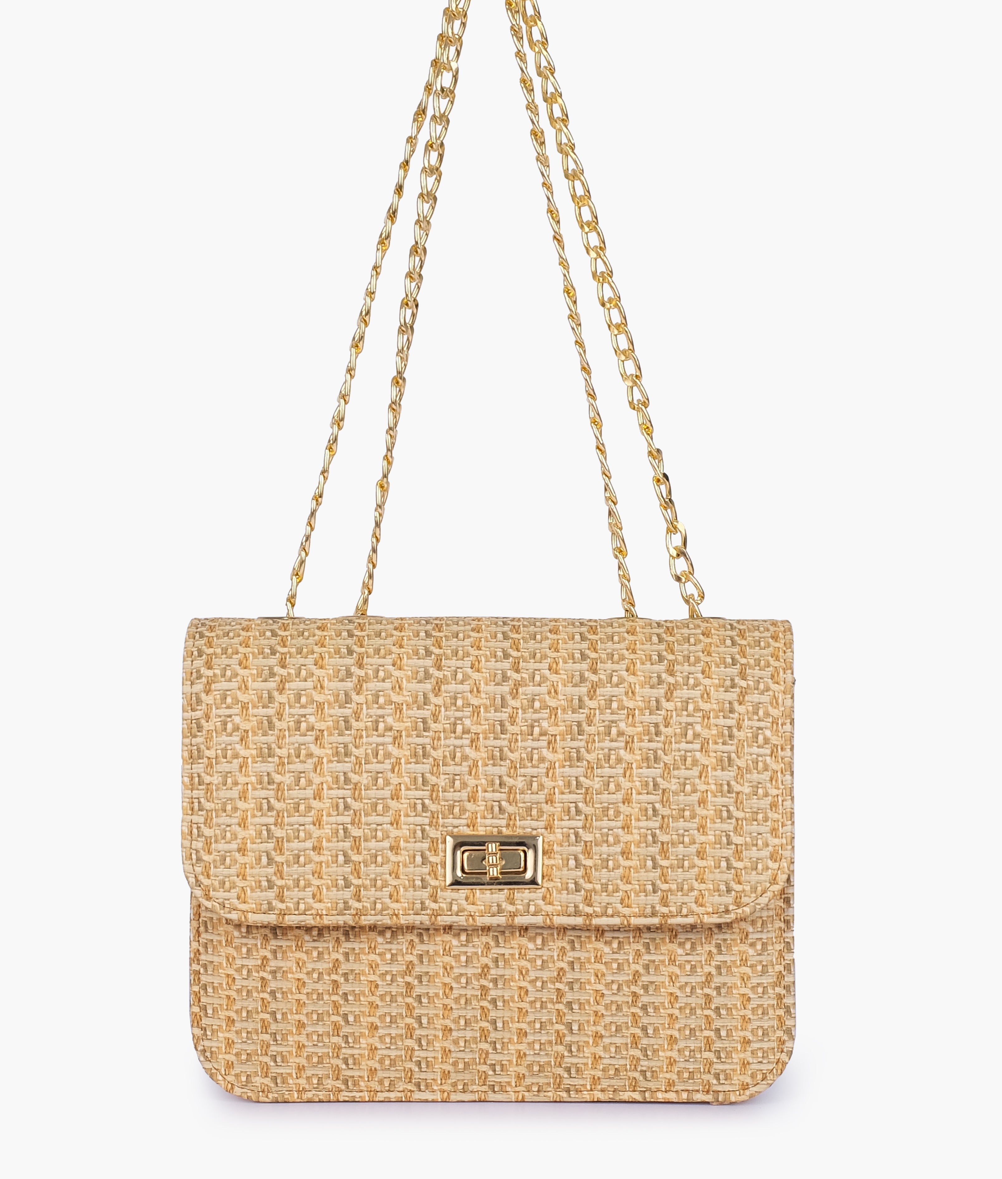 RTW Creation - Brown woven chain cross-body bag