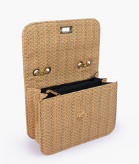 RTW Creation - Brown woven chain cross-body bag