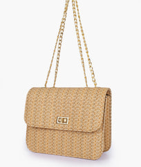 RTW Creation - Brown woven chain cross-body bag